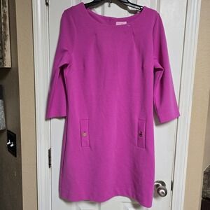 Lilly Pulitzer NEW  Charlena Orchid Pink 3/4 Sleeve Shift Summer‎ Dress Sz L